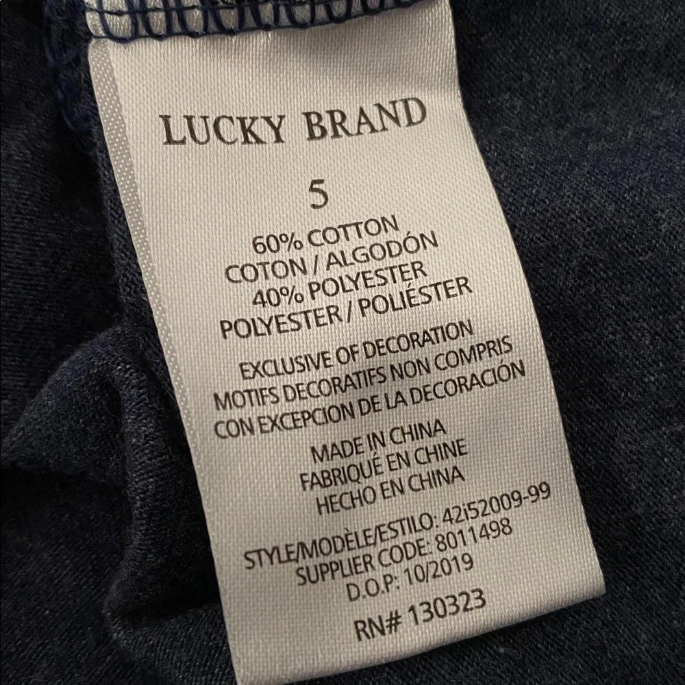 Lucky Brand Girls 4T Riley Denim Shorts & Graphic Tee Summer Casual